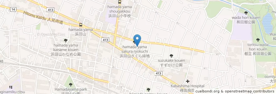 Mapa de ubicacion de 浜田山キリスト教会 en Giappone, Tokyo, 杉並区.