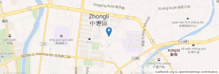 Mapa de ubicacion de 格林牙醫診所 en 台湾, 桃園市, 中壢区.