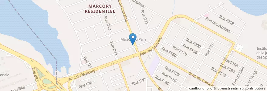 Mapa de ubicacion de Pharmacie de la Paix en 코트디부아르, 아비장, Marcory.
