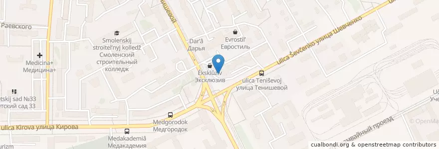 Mapa de ubicacion de Связь-банк en Russie, District Fédéral Central, Oblast De Smolensk, Смоленский Район, Городской Округ Смоленск.