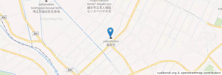 Mapa de ubicacion de 薬師堂 en Japonya, 埼玉県, 越谷市.