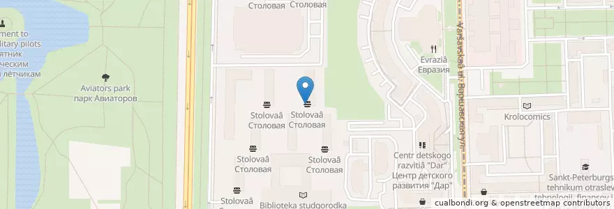 Mapa de ubicacion de Столовая en Russland, Föderationskreis Nordwest, Oblast Leningrad, Sankt Petersburg, Moskauer Rajon, Округ Новоизмайловское.