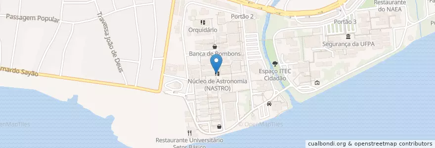 Mapa de ubicacion de Núcleo de Astronomia (NASTRO) en 브라질, 북부지방, 파라, Região Geográfica Intermediária De Belém, Microrregião De Belém, 벨렝.