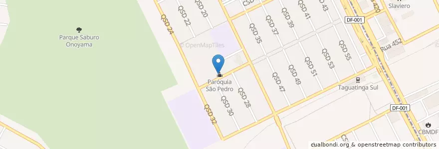 Mapa de ubicacion de Paróquia São Pedro en Brazil, Středozápadní Region, Região Integrada De Desenvolvimento Do Distrito Federal E Entorno, Wilayah Persekutuan, Região Geográfica Intermediária Do Distrito Federal, Região Geográfica Imediata Do Distrito Federal, Taguatinga.