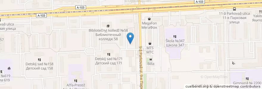 Mapa de ubicacion de Столички en Rusia, Центральный Федеральный Округ, Москва, Восточный Административный Округ, Район Северное Измайлово.