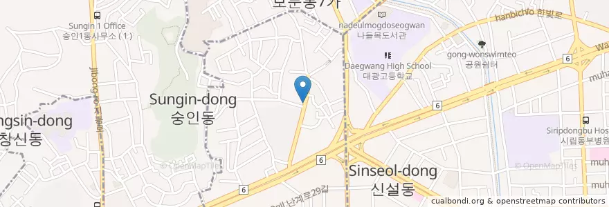 Mapa de ubicacion de 피자마루 en کره جنوبی, سئول, 숭인2동.