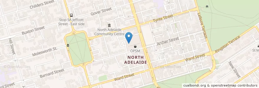 Mapa de ubicacion de Mozzafiato en أستراليا, جنوب أستراليا, Adelaide, Adelaide City Council.