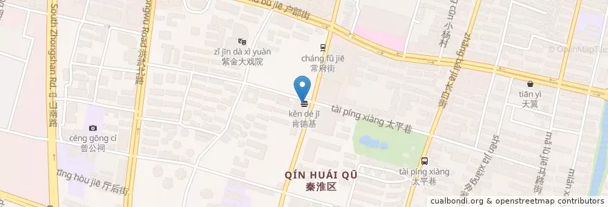 Mapa de ubicacion de 肯德基 en چین, جیانگسو, نانجینگ, 秦淮区.