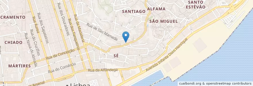Mapa de ubicacion de Restaurante rio coura Muy barato bueno y de aspecto normalito en Portugal, Lisboa, Grande Lisboa, Lisboa, Santa Maria Maior.