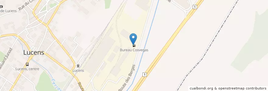 Mapa de ubicacion de Bureau Cosvegas en Switzerland, Vaud, District De La Broye-Vully, Lucens.