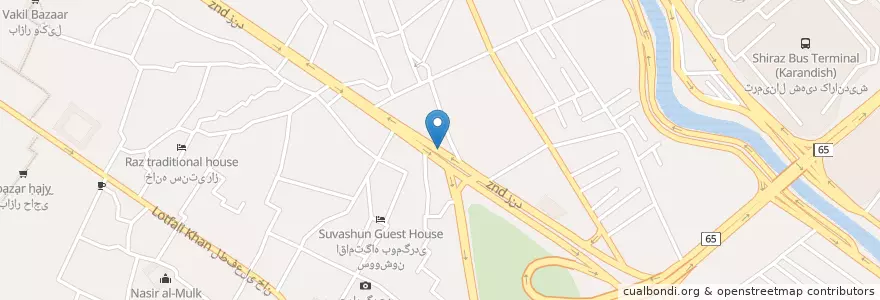 Mapa de ubicacion de فالوده غلامی en 伊朗, استان فارس, شهرستان شیراز, بخش مرکزی, شیراز.