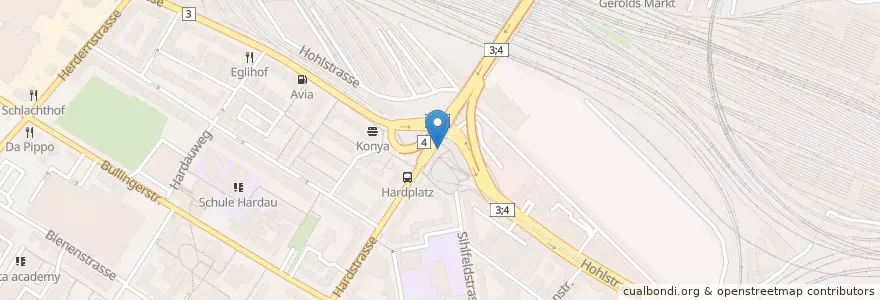 Mapa de ubicacion de Hardplatz en Suisse, Zurich, District De Zurich, Zurich.