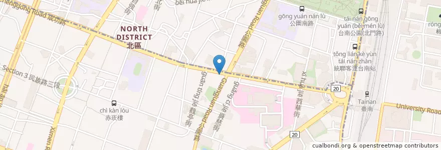 Mapa de ubicacion de 京城牛排 en 臺灣, 臺南市, 中西區.