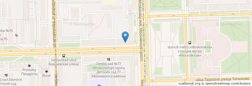 Mapa de ubicacion de ЗапСибКомБанк en Rusland, Северо-Западный Федеральный Округ, Oblast Leningrad, Sint-Petersburg, Московский Район, Округ Пулковский Меридиан.