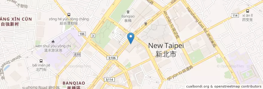 Mapa de ubicacion de Kiki Restaurant en تايوان, تايبيه الجديدة, 板橋區.