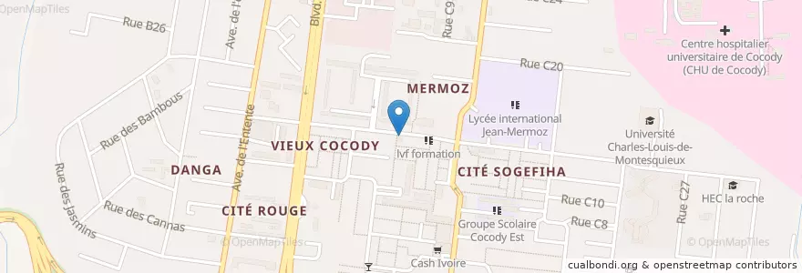 Mapa de ubicacion de Chiba restaurant en Ivory Coast, Abidjan, Cocody.