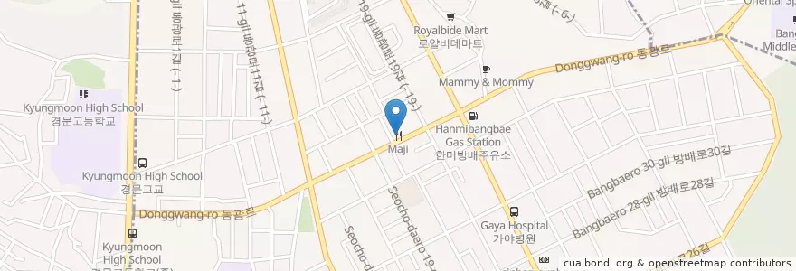 Mapa de ubicacion de Maji en 대한민국, 서울, 서초구, 방배동, 방배4동.