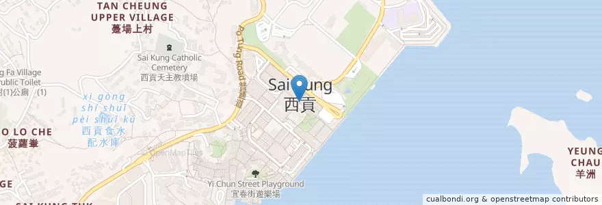 Mapa de ubicacion de Burger Deli en China, Guangdong, Hong Kong, New Territories, Sai Kung District.
