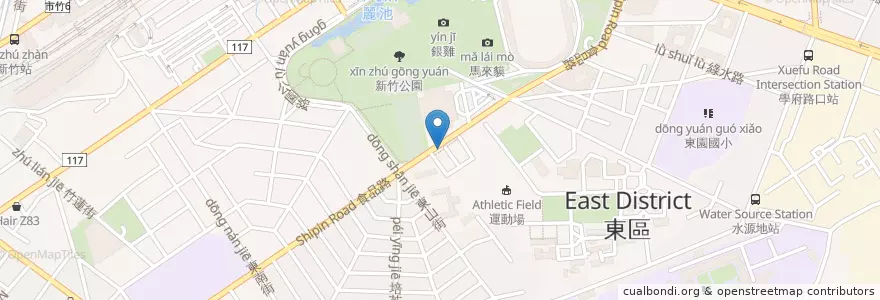 Mapa de ubicacion de 玉禾田海鮮台菜 en Taiwan, 臺灣省, 新竹市, 東區.