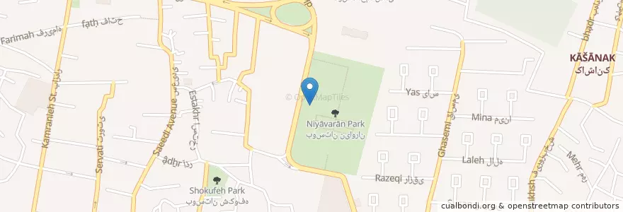 Mapa de ubicacion de کانون زبان ایران en Irán, Teherán, شهرستان شمیرانات, Teherán, بخش رودبار قصران.