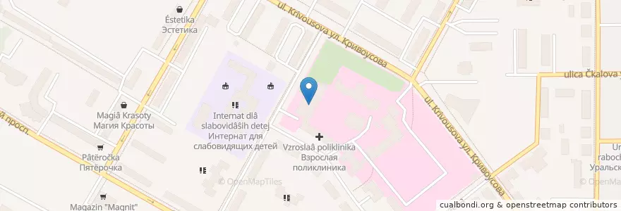 Mapa de ubicacion de Детская больница en ロシア, ウラル連邦管区, スヴェルドロフスク州, Западный Управленческий Округ, ヴェルフニャヤ・プィシマ管区.