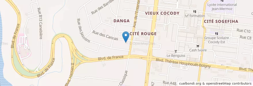 Mapa de ubicacion de Laboratoire des Technologies de l'Information et de la Communication en Costa D'Avorio, Abidjan, Cocody.