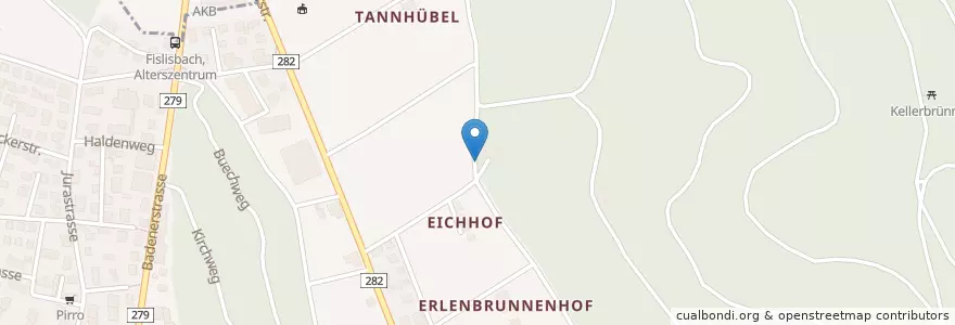 Mapa de ubicacion de Dicke Eiche en Svizzera, Argovia, Bezirk Baden, Fislisbach.