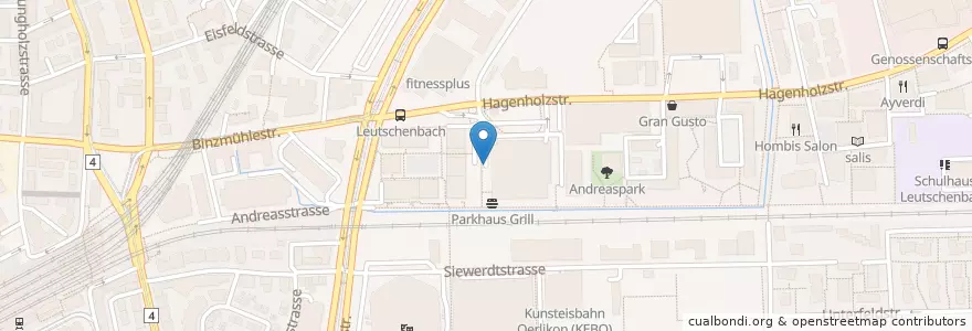 Mapa de ubicacion de Parkhaus Quadro en Schweiz/Suisse/Svizzera/Svizra, Zürich, Bezirk Zürich, Zürich.