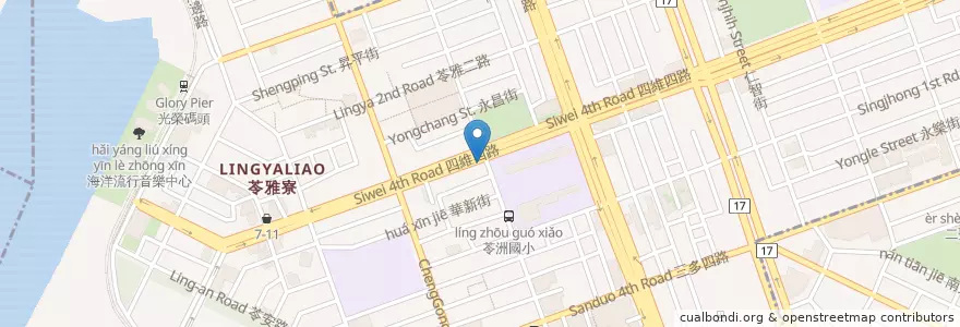 Mapa de ubicacion de 老螃蟹海鮮店 en 타이완, 가오슝시, 링야구.