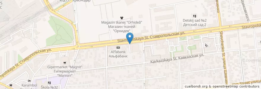 Mapa de ubicacion de Шаурма, гиро, шашлык en Russie, District Fédéral Du Sud, Kraï De Krasnodar, Городской Округ Краснодар.