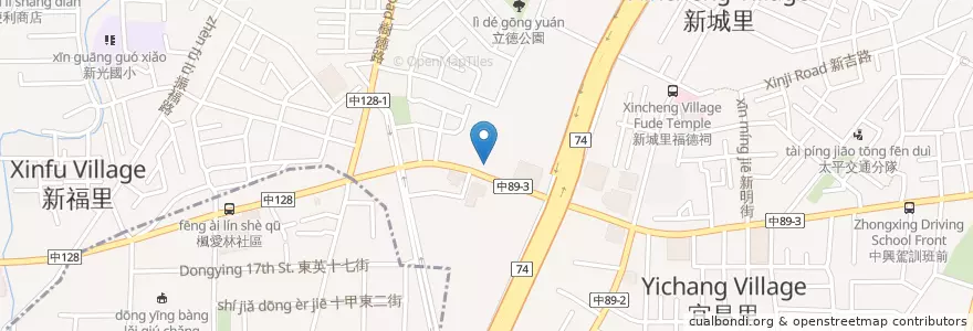 Mapa de ubicacion de 全國加油站 en Taiwán, Taichung, 太平區.