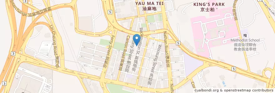 Mapa de ubicacion de 源興美食 en چین, گوانگ‌دونگ, هنگ‌کنگ, کاولون, 新界 New Territories, 油尖旺區 Yau Tsim Mong District.