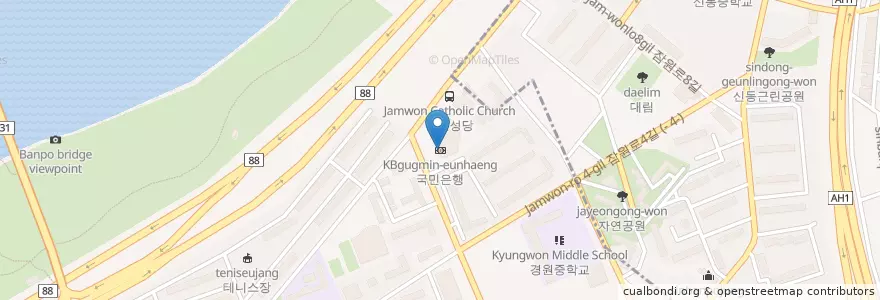 Mapa de ubicacion de KB국민은행 en Zuid-Korea, Seoel, 서초구, 반포3동.