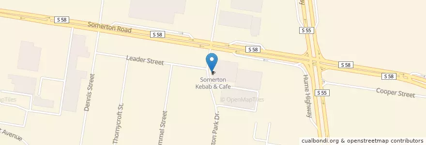 Mapa de ubicacion de Somerton Kebab & Cafe en Australia, Victoria, City Of Hume.