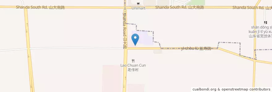 Mapa de ubicacion de 鲁面侠 en الصين, شاندونغ, 济南市, 历下区, 建筑新村街道.