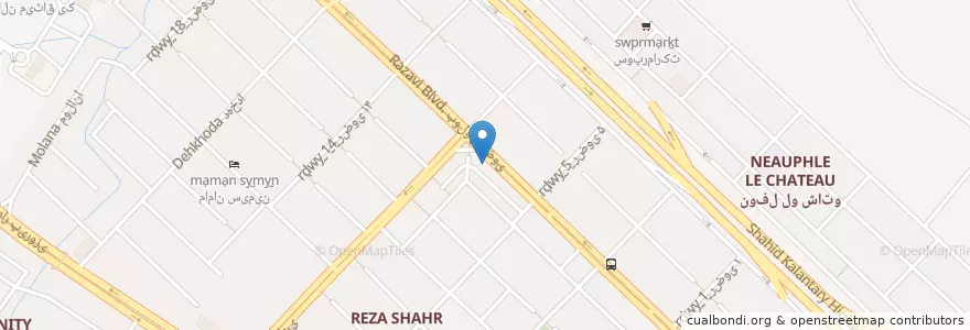 Mapa de ubicacion de رستوران سنتی کلبه دنج en Irán, Jorasán Razaví, شهرستان مشهد, مشهد, بخش مرکزی شهرستان مشهد.