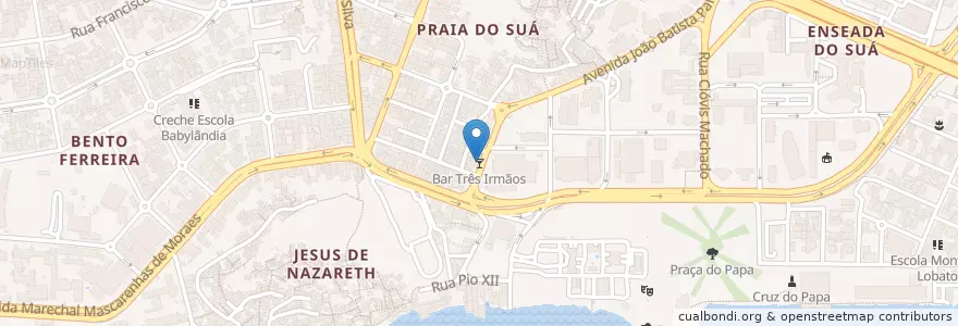 Mapa de ubicacion de Bar Três Irmãos en برزیل, منطقه جنوب شرقی برزیل, اسپیریتو سانتو, Região Geográfica Intermediária De Vitória, ویتوریا, Região Metropolitana Da Grande Vitória, Microrregião Vitória.