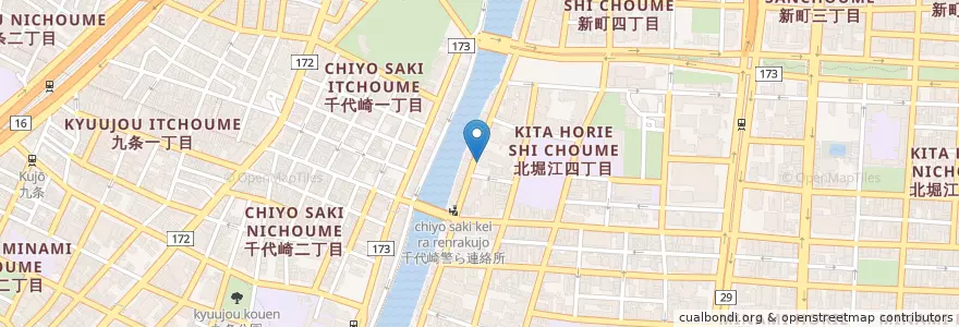 Mapa de ubicacion de モータープールとよえい en Japon, Préfecture D'Osaka, 大阪市, 西区.