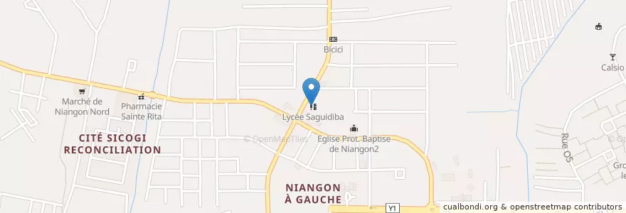 Mapa de ubicacion de Lycée Saguidiba en Fildişi Sahili, Abican, Yopougon.