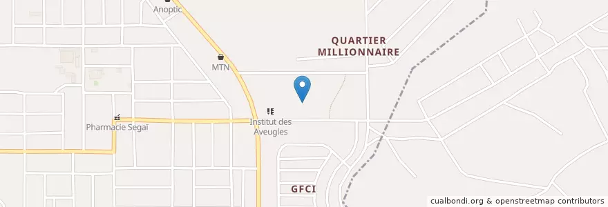 Mapa de ubicacion de Institut National des Aveugles en Côte D'Ivoire, Abidjan, Yopougon.