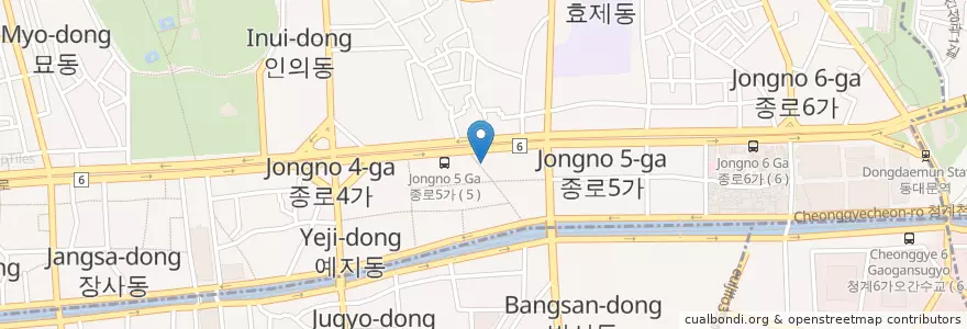 Mapa de ubicacion de 순희네 빈대떡 en Korea Selatan, 서울, 종로1·2·3·4가동.