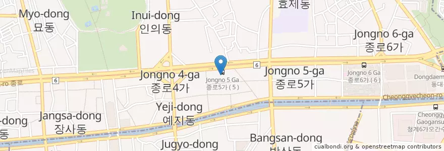 Mapa de ubicacion de 육회 자매집 1,2호점 en Республика Корея, Сеул, 종로1·2·3·4가동.