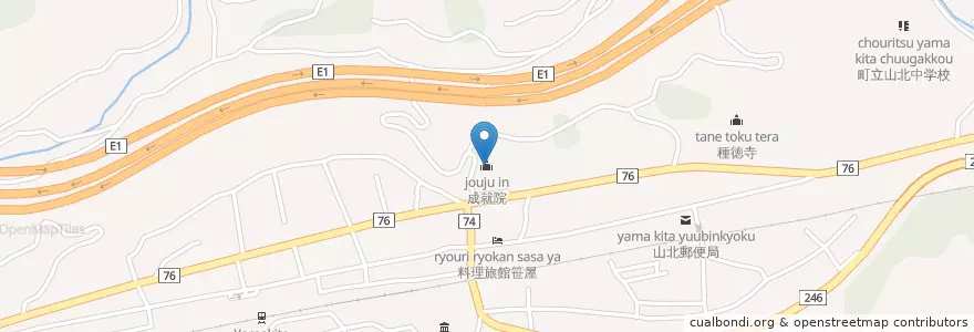 Mapa de ubicacion de 成就院 en Japonya, 神奈川県, 足柄上郡, 山北町.