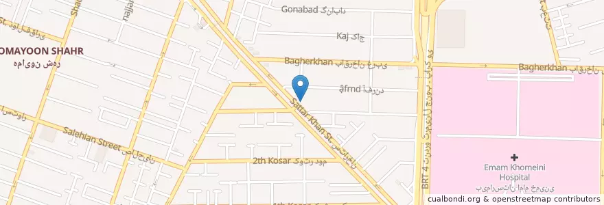 Mapa de ubicacion de Bank Keshavarzi Iran en Iran, Tehran Province, Tehran County, Tehran, بخش مرکزی شهرستان تهران.