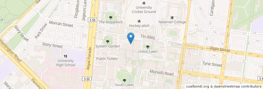 Mapa de ubicacion de Uni Catch en Australien, Victoria, City Of Melbourne.