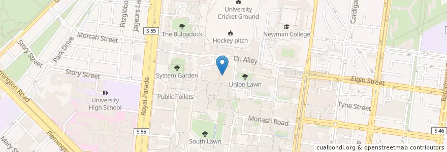 Mapa de ubicacion de Melbourne University Food Co-op en Australia, Victoria, City Of Melbourne.