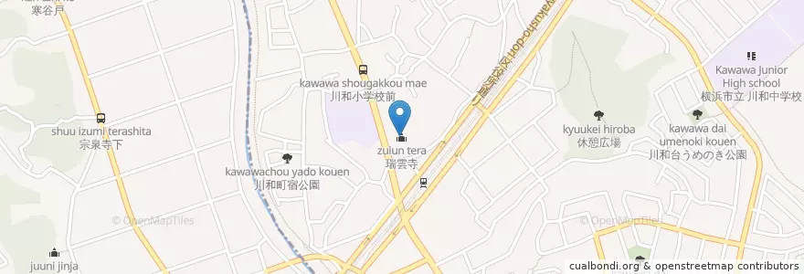Mapa de ubicacion de 瑞雲寺 en Japão, 神奈川県, 横浜市, 都筑区.