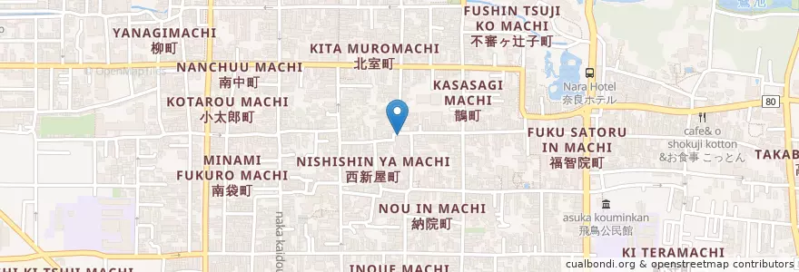 Mapa de ubicacion de 菊岡漢方薬局 en 日本, 奈良県, 奈良市.
