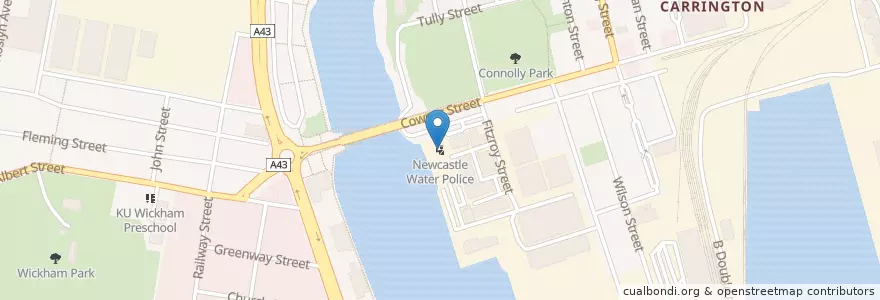 Mapa de ubicacion de Newcastle Water Police en Avustralya, New South Wales, Newcastle City Council, Newcastle-Maitland.