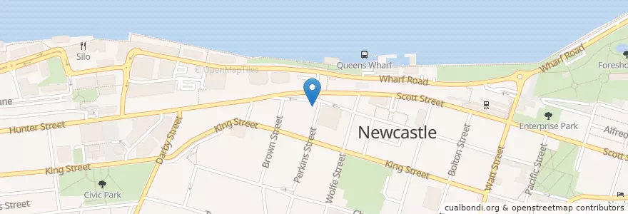 Mapa de ubicacion de Crown & Anchor Hotel en Australië, Nieuw-Zuid-Wales, Newcastle City Council, Newcastle-Maitland.